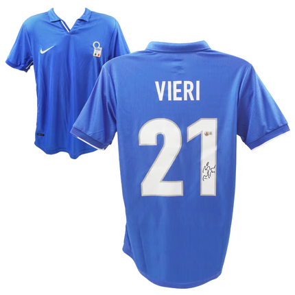 Christian Vieri #21 Italy 1998 Home Signed Jersey (Beckett COA)