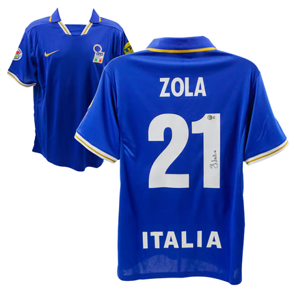 Gianfranco Zola #21 Italy 1996 Home Signed Jersey (Beckett COA)