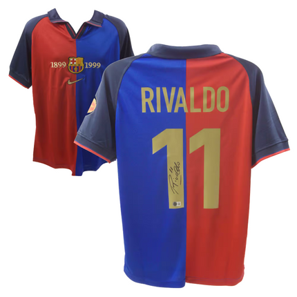 Rivaldo Ferreira #11 Barcelona 99/00 Home Signed Jersey (Beckett COA)