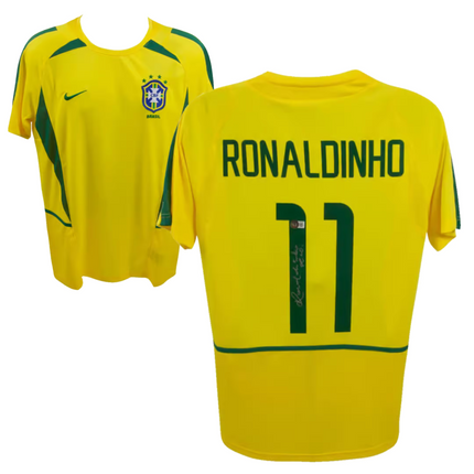 Ronaldinho #11 Brazil 2002 Home Signed Jersey (Beckett COA)