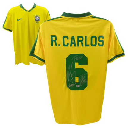 Roberto Carlos #6 Brazil 1997 Home Signed Jersey (Beckett COA)