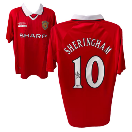 Teddy Sheringham #10 Manchester United 98/99 Home UCL Signed Jersey (Beckett COA)