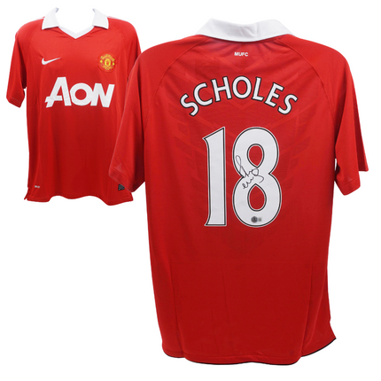 Paul Scholes #18 Manchester United 07/08 Home Signed Jersey (Beckett COA)