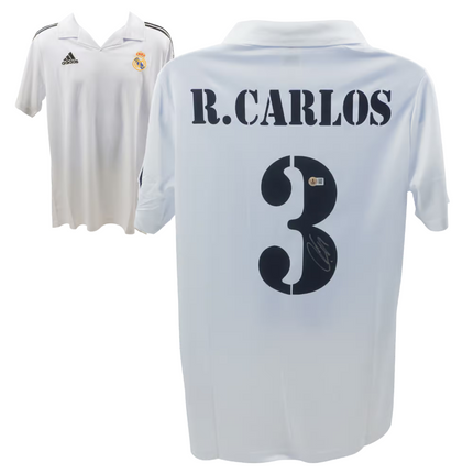 Roberto Carlos #3 Real Madrid 01/02 Home UCL / Centenary Signed Jersey (Beckett COA)