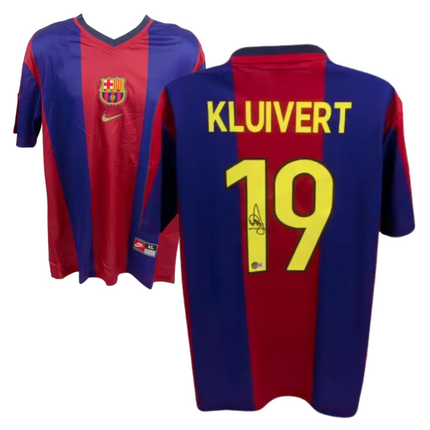 Patrick Kluivert #19 Barcelona 98/99 Home Signed Jersey (Beckett COA)