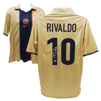 Rivaldo Ferreira #10 FC Barcelona 01/02 Away Signed Jersey (Beckett COA)