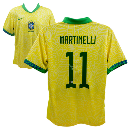 Gabriel Martinelli #11 Brazil 2024 Home Signed Jersey (Beckett COA)