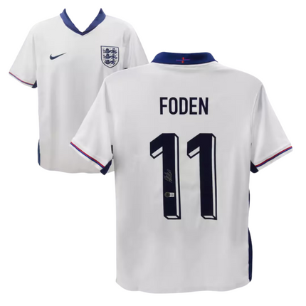 Phil Foden #11 England 2024 Home Signed Jersey (Beckett COA)