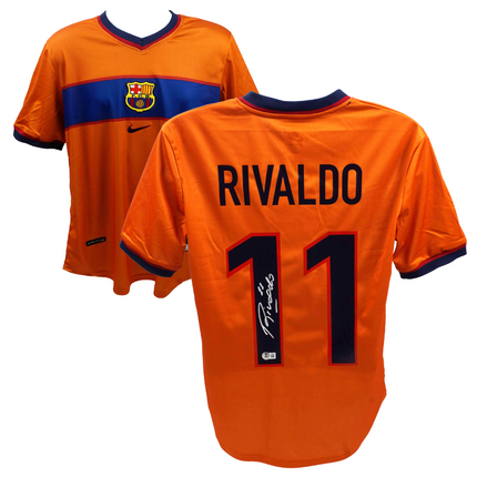 Rivaldo Ferreira #11 Barcelona 98-00 Third Signed Jersey (Beckett COA)