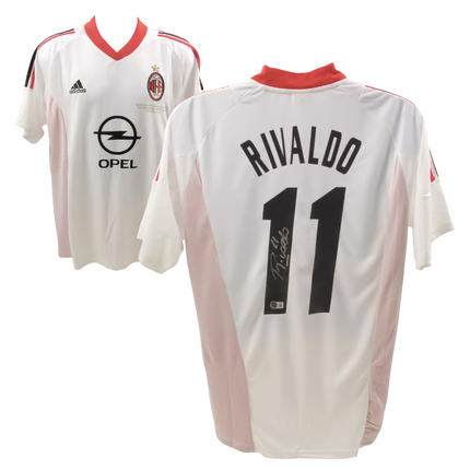 Rivaldo Ferreira #11 AC Milan 02/03 Away UCL Signed Jersey (Beckett COA)