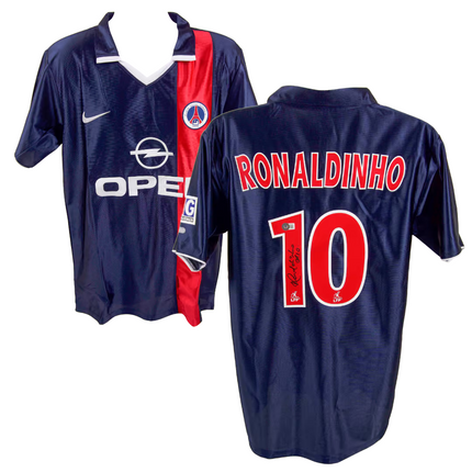 Ronaldinho #10 Paris Saint Germain 01/02 Home Signed Jersey (Beckett COA)