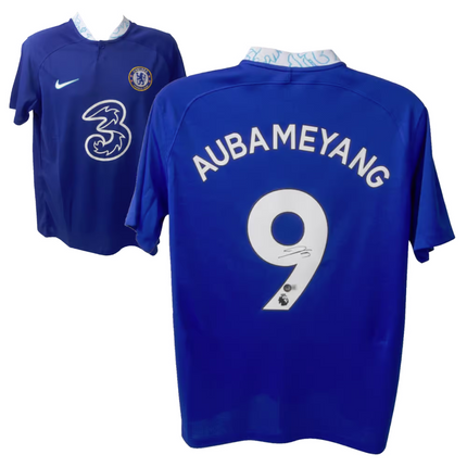 Pierre Aubameyang #9 Chelsea 22/33 Home Signed Jersey (Beckett COA)