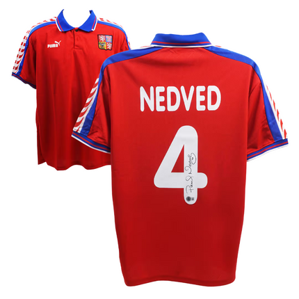 Pavel Nedved #4 Czech Republic 1996 Home Signed Jersey (Beckett COA)