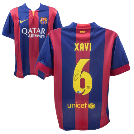 Xavi Hernandez #6 Barcelona 14/15 Home UCL Signed Jersey (Beckett COA)