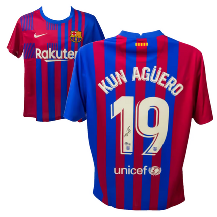 Sergio Kun Aguero #19 Barcelona 21/22 Home Signed Jersey (Beckett COA)