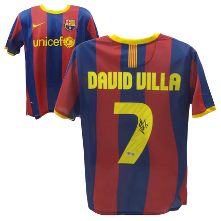 David Villa #7 Barcelona 10/11 Home Signed Jersey (Beckett COA)