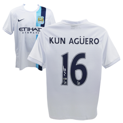 Sergio Kun Aguero #16 Manchester City 13/14 Third Signed Jersey (Beckett COA)