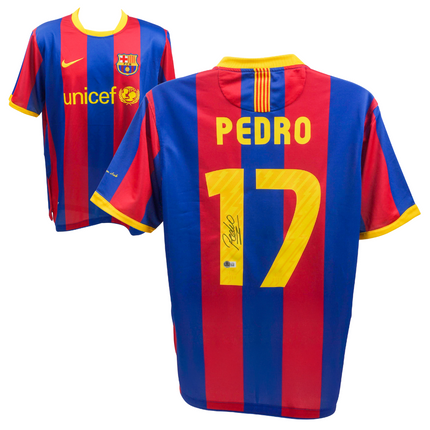 Pedro Ledesma #17 Barcelona 10/11 Home UCL Signed Jersey (Beckett COA)