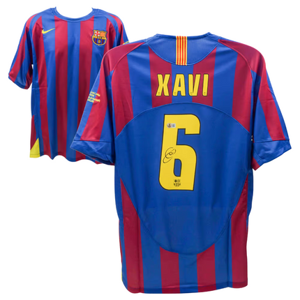 Xavi Hernandez #6 Barcelona 05/06 Home UCL Signed Jersey (Beckett COA)