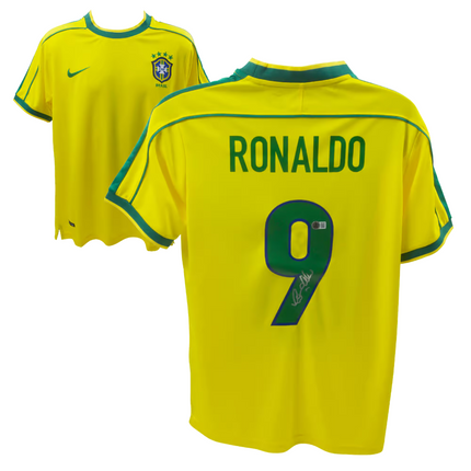 Ronaldo Nazario #9 Brazil 1998 Home Signed Jersey (Beckett COA)