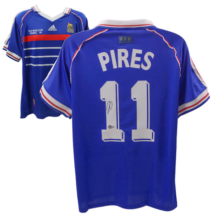 Robert Pires #11 France 1998 Home Signed Jersey (Beckett COA)