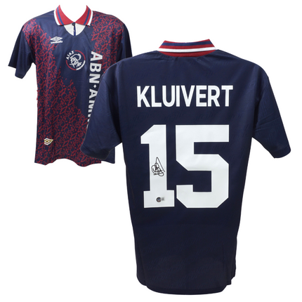 Patrick Kluivert #15 Ajax 94/95 Away UCL Signed Jersey (Beckett COA)