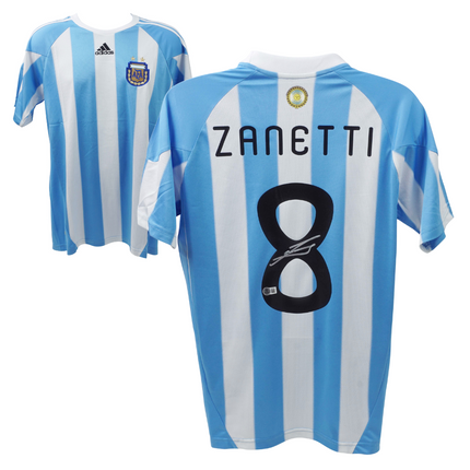 Javier Zanetti #8 Argentina 2010 Home Signed Jersey (Beckett Witness)