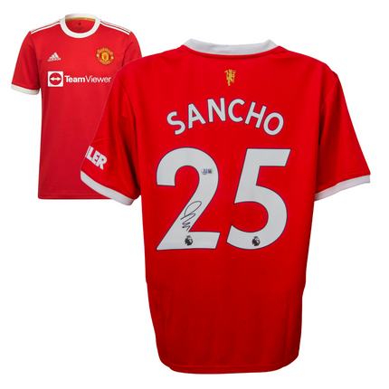 Jadon Sancho #25 Manchester United 21/22 Home Signed Jersey (Beckett COA)